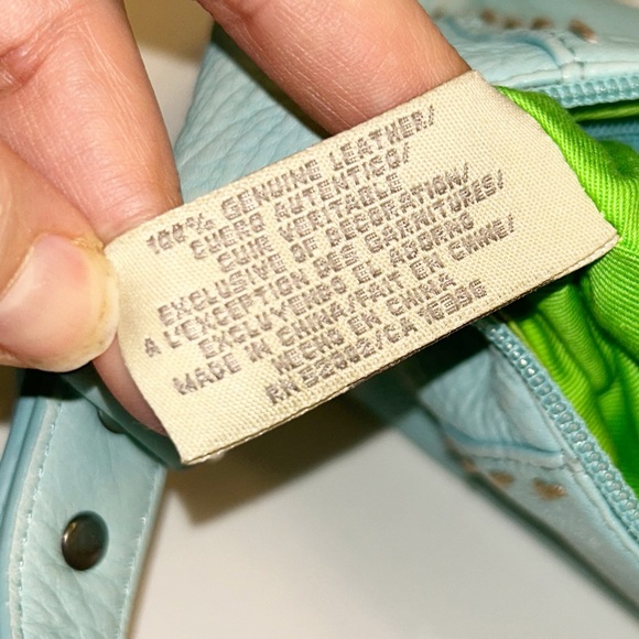 Baby Blue Leather Baguette Shoulder Bag By SIGRID OLSEN Y2K Style Shoulder Bag - Picture 14 of 15